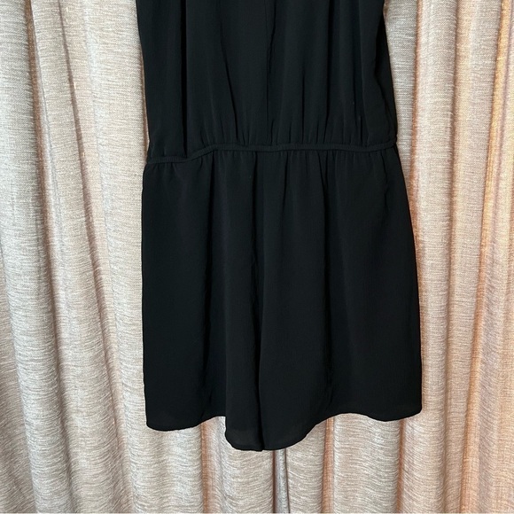 Black Pom Pom Trim Cinched Waist High-neck Romper Size Medium - Picture 11 of 15